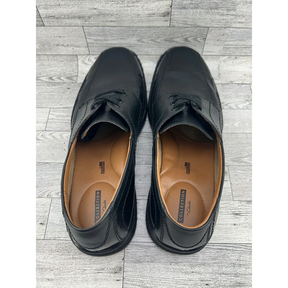 Clarks Collection Mens Leather Black Lace Up Dress Shoes Comfort Cushioned Sz 13
